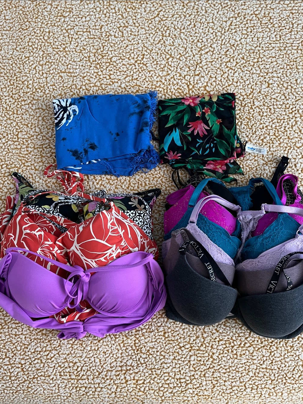 VS |Bikini Village| LVeR Mixed Color Bras & Swim Tops - Purple, Red, Teal, Black
